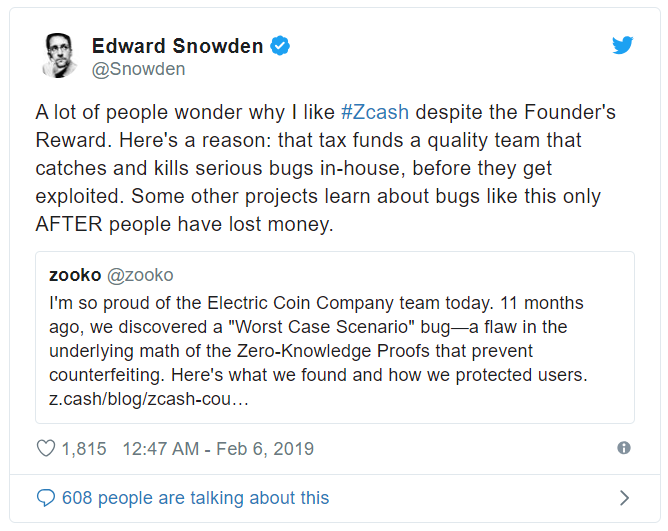创始人奖励让Zcash所向披靡?这个漏洞花了近1年才解决