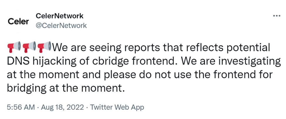 Celer Network cBridge 跨链桥事故真相:BGP 劫持