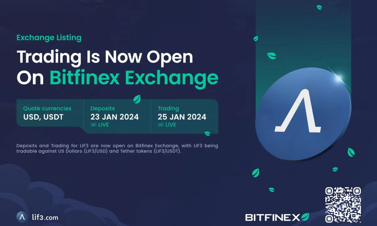 Lif3上线Bitfinex:迎接全链DeFi的未来