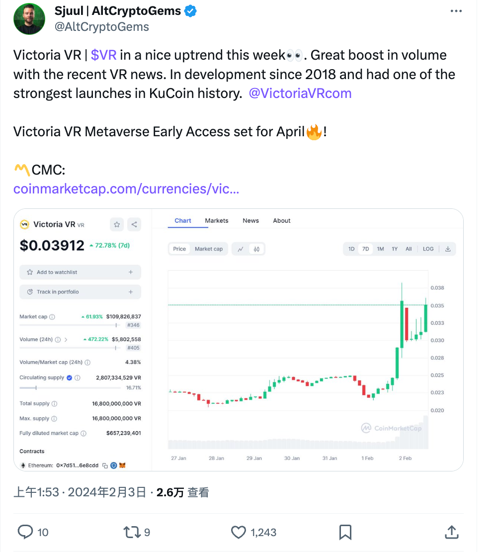Victoria VR:头号玩家们的首个加密元宇宙