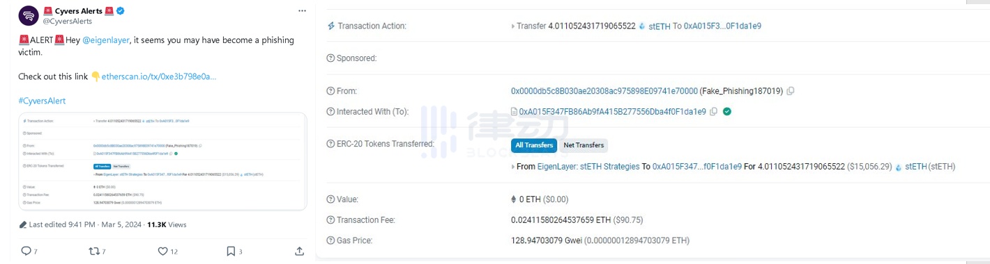 钓鱼事件频发，EigenLayer成黑客今年最大目标？