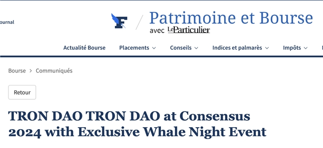 权威外媒聚焦波场TRON赞助Consensus 2024巨鲸之夜活动成功举办