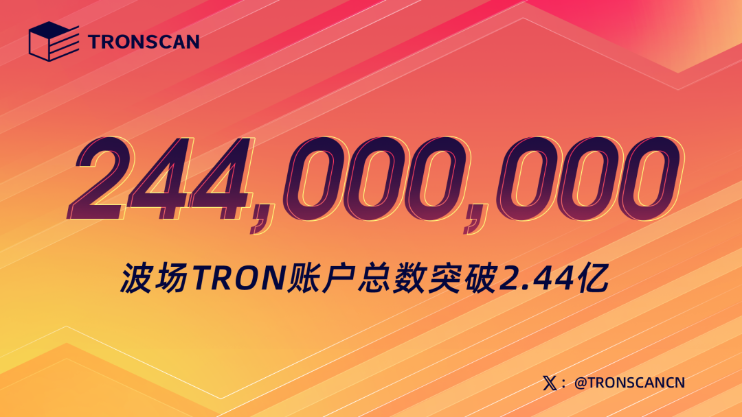 波场TRON账户总数突破2.44亿