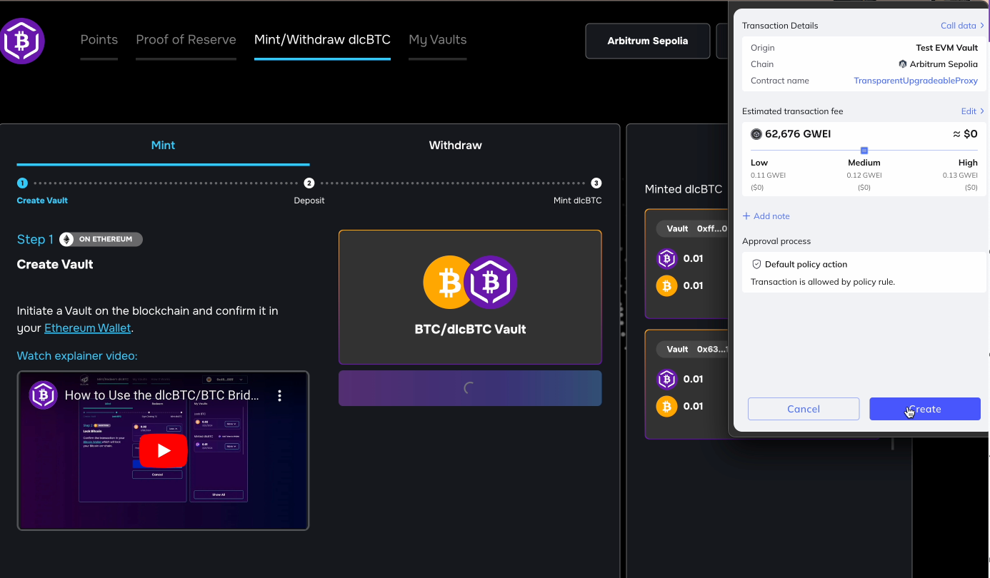 安全且可审计的 dlcBTC 铸造过程
