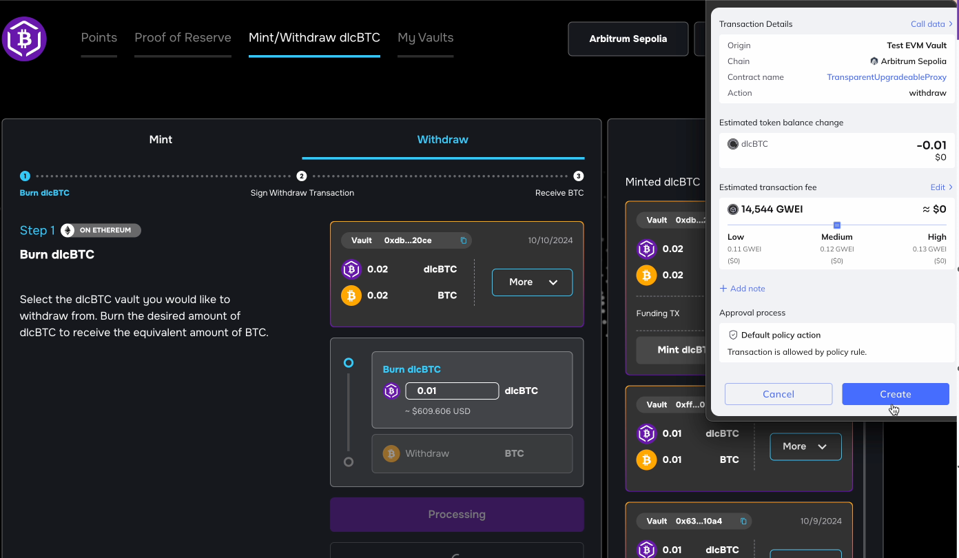 安全且可审计的 dlcBTC 铸造过程