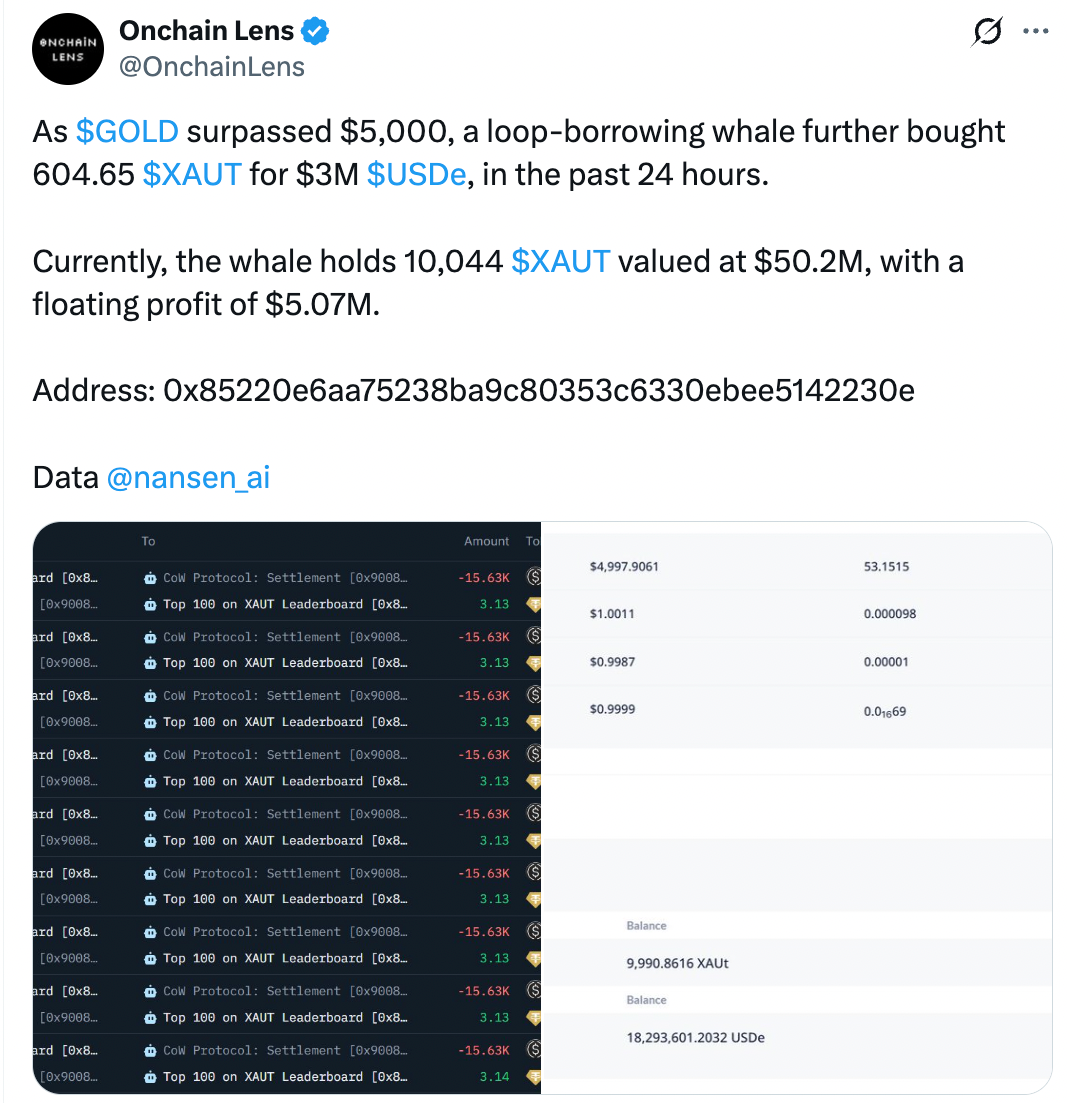 USAT 正式登场，XAUT 身价水涨船高，Tether手中「三叉戟」已初具雏形