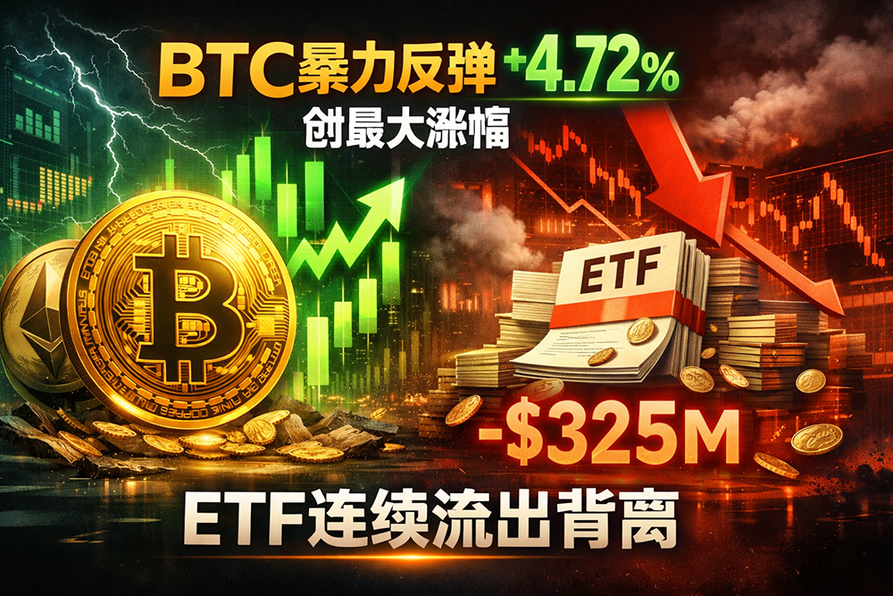 BTC暴力反弹+4.72%创最大涨幅,但ETF连续流出背离