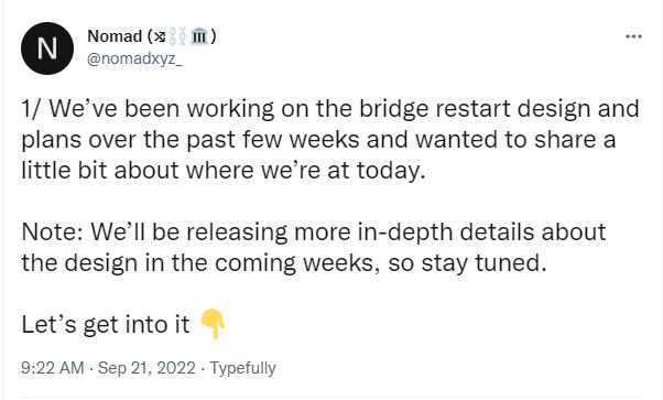 Nomad发布跨链桥重启更新