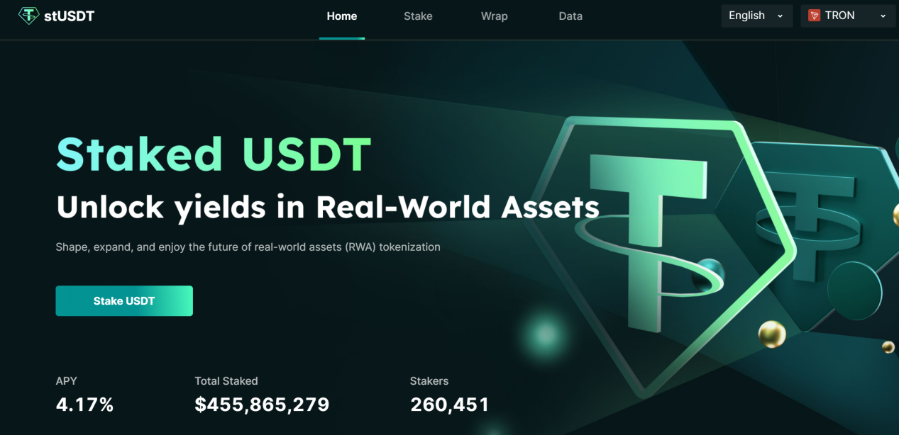 stUSDT质押总量已超过4.5亿USDT，现已正式支持以太坊网络