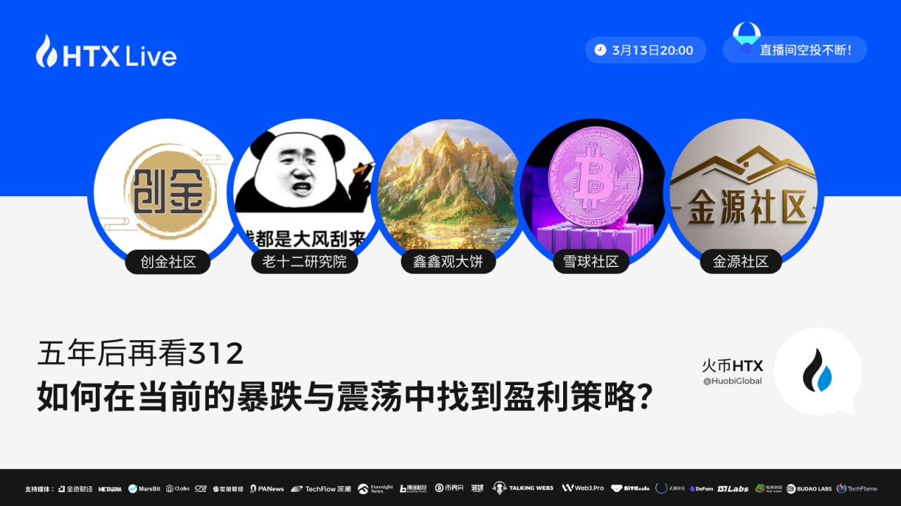 火币HTX将于今日20时举办主题直播：解析如何在震荡行情中找到盈利策略