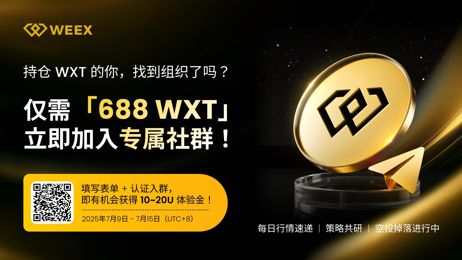 WEEX交易所建立WXT持有人专属社区