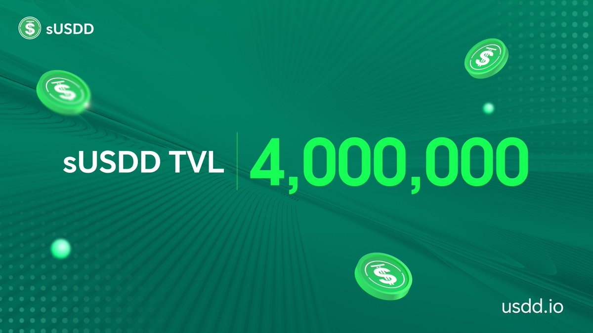 USDD TVL突破400万美元 12%APY叠加空投活动最高可达15%