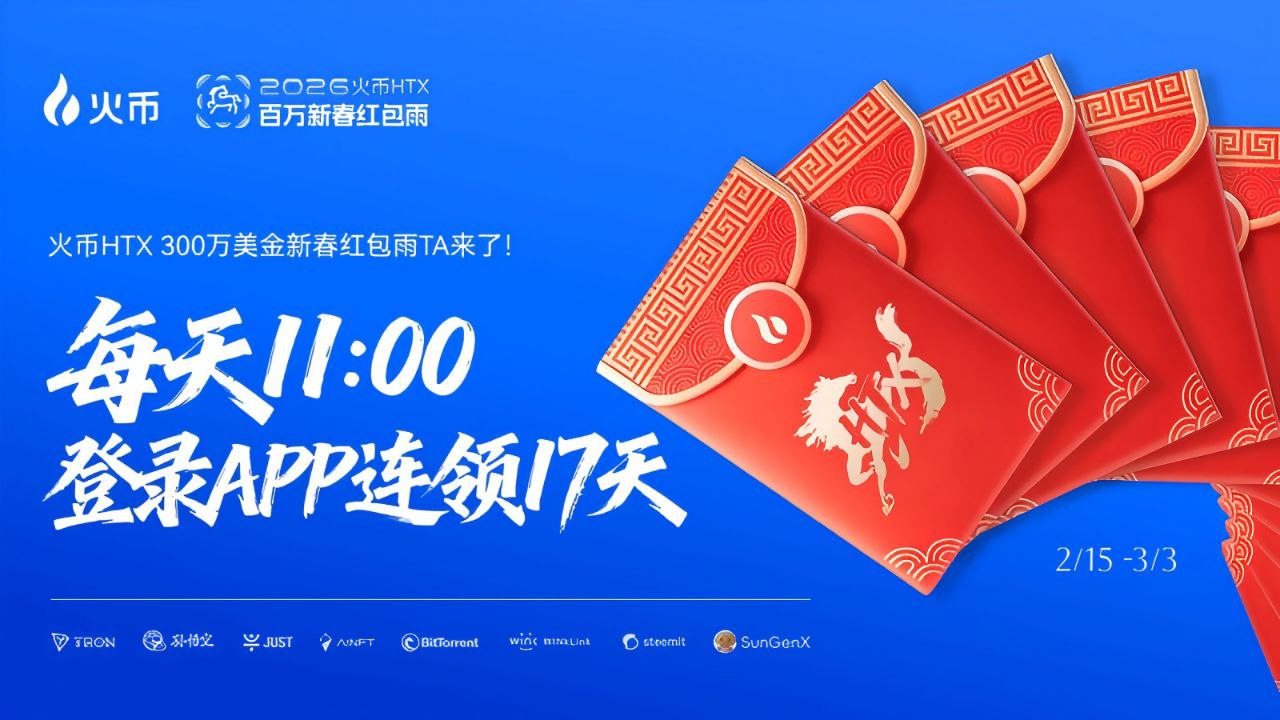 登录领红包！火币HTX 火热开启新春红包季，狂撒300万USDT