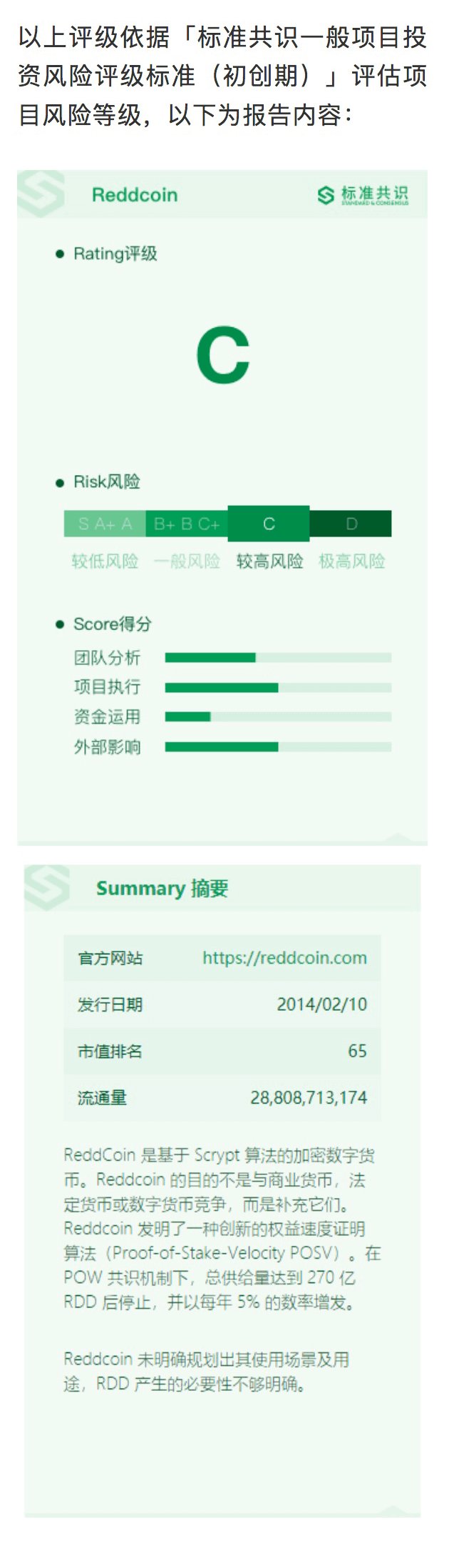 标准共识评级:支付类项目短报——RDD、ZEN、ETN、XVG、KMD