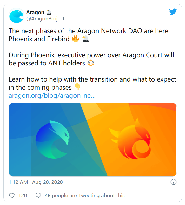 协议控制权移交给社区,Aragon即将启动“凤凰”升级