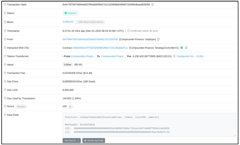 CertiK:八千万人民币不翼而飞,Compounder.finance内部操作攻击分析