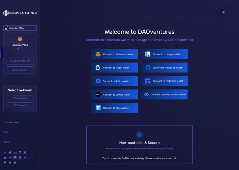 DeFi智能投顾平台DAOventures产品界面升级