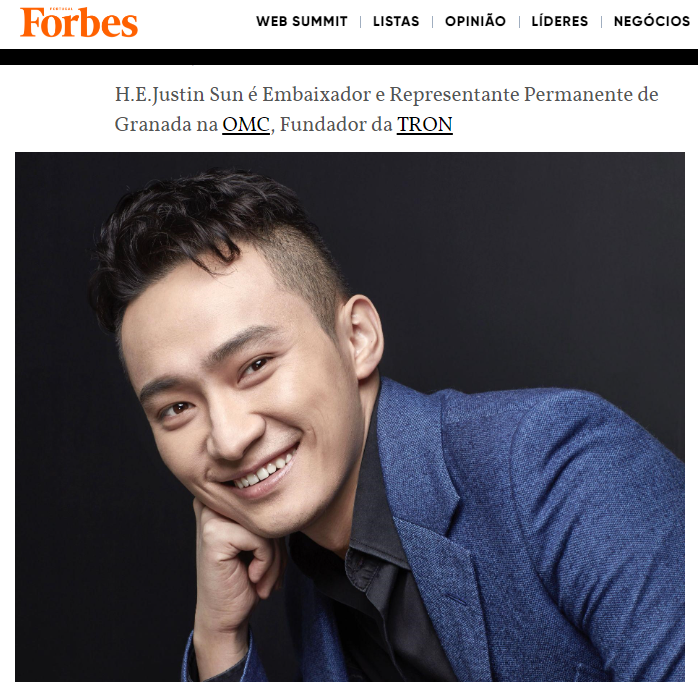 Forbes Portugal:孙宇晨位列40位值得关注的知名区块链企业家前二