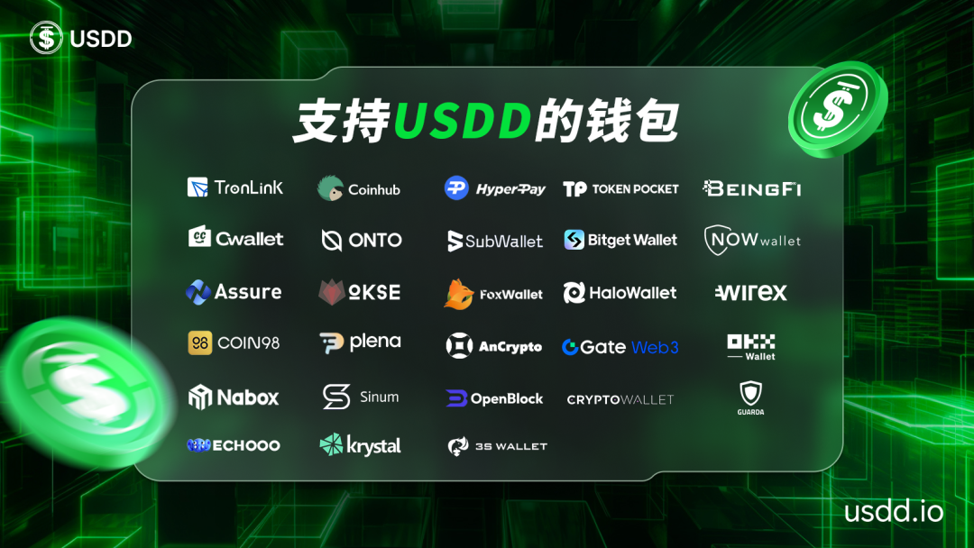 一图速览支持USDD的28个钱包