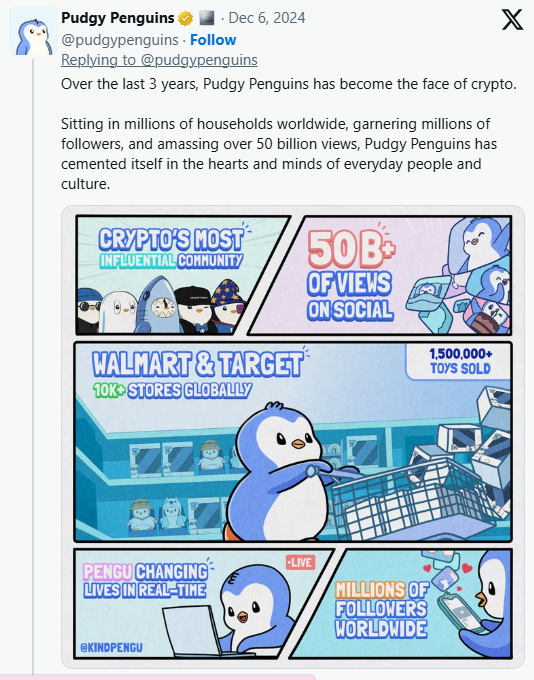 Pudgy Penguins是一个包含8,888个独特企鹅图像的NFT项目