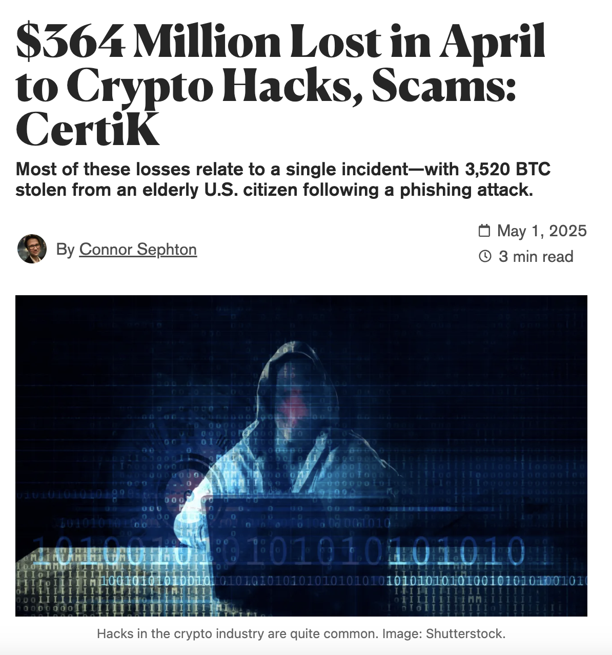 Decrypt聚焦CertiK4月数据:Web3行业损失达3.64亿美元