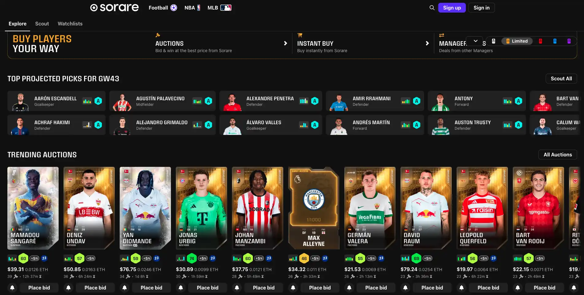 sorare-football-market