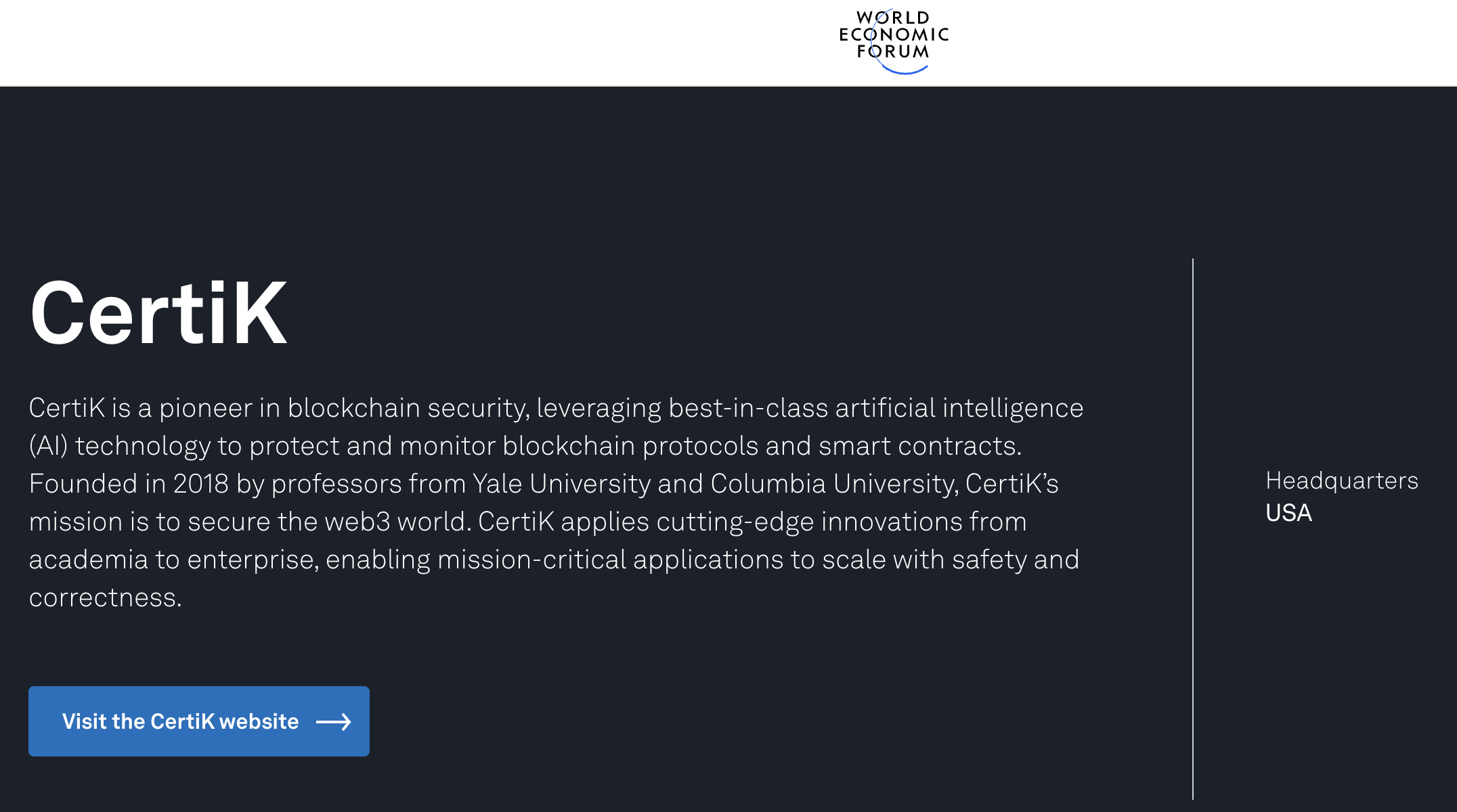 CertiK登上达沃斯官网，Web3安全进入主流视野