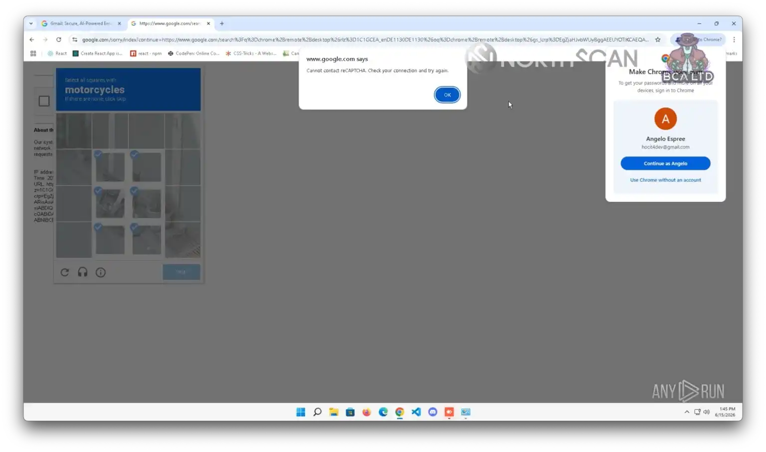 Angelo stuck in an endless CAPTCHA loop