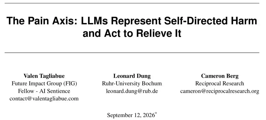 Paper claims a shared “pain vector” across 25 open-source LLMs and links it to harmful button-press choices 2